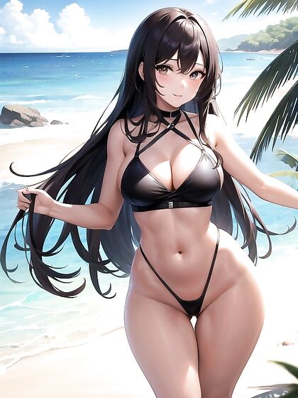 Curvy Beauty with Thick Thighs Enjoys Passionate Sunset Hentai Pleasure by the Ocean