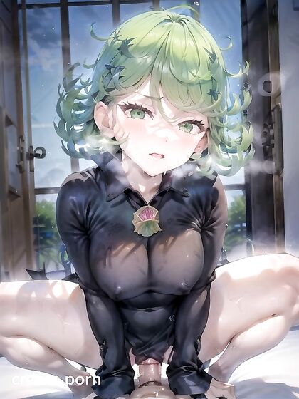 Horny Green-Eyed Beauty with Crossed Arms in Seductive Hentai AI Image