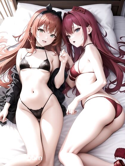 Red-Haired FoxGirl 18+ in Bikini Enjoys Passionate Lesbian Encounter with Choker and Ribbons