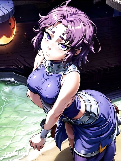 Gorgeous Purple-Eyed Babe with a Massive Ass Rides the Wind in Horny Hentai AI Image