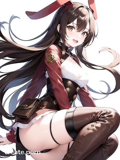 Thigh-High Red Stockings and Busty Goggles Action in Steamy Hentai AI Image