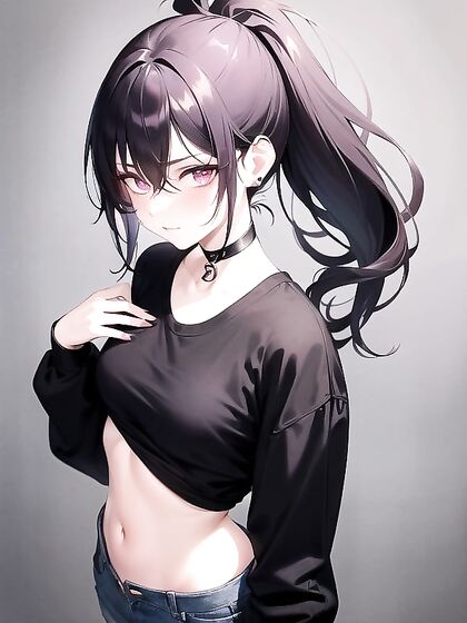 Skinny Girl 18+ in Long-Sleeve Top Down Action for Hot Hentai Fun