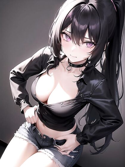 Pale-Skinned Beauty with Pink Eyes Teased Hands-On in Seductive Hentai AI Image
