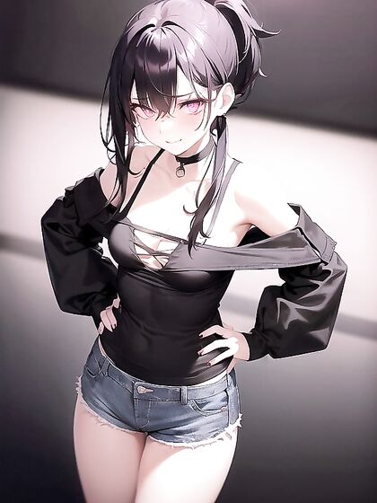 Goth Girl 18+ with Black Choker and Messy Emo Hair Seduces in Dark Night hentai