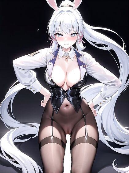 Bunny Girl 18+ in Thick Line Art Shows Off Her Curves with Hands on Hips