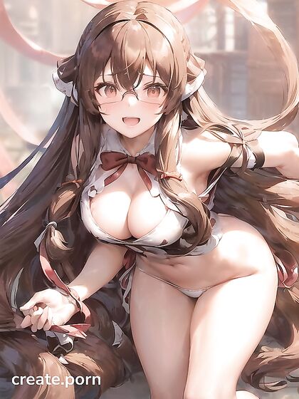Brown-Haired Beauty with Goggles Seduces in Naughty Hentai AI Image