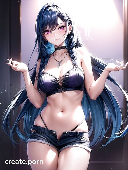 Ultra-Detailed Bra and Jean Shorts Action in Seductive Hentai AI Image