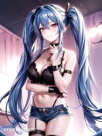 Neon Red-Eyed Beauty with Perfect Body in Full-Length Hentai Erotic Image