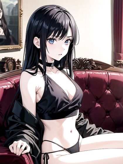Goth Girl 18+ Choked and Bound in Seductive Thong for Intense Hentai Pleasure