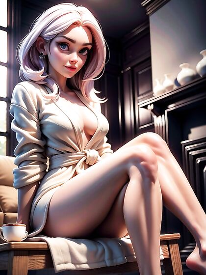 Seductive Bathrobe Image in the Living Room - 3D Cartoon Hentai Delight