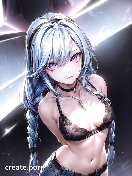 Diadem, Choker, and Bra-clad Beauty in Seductive Hentai AI Image