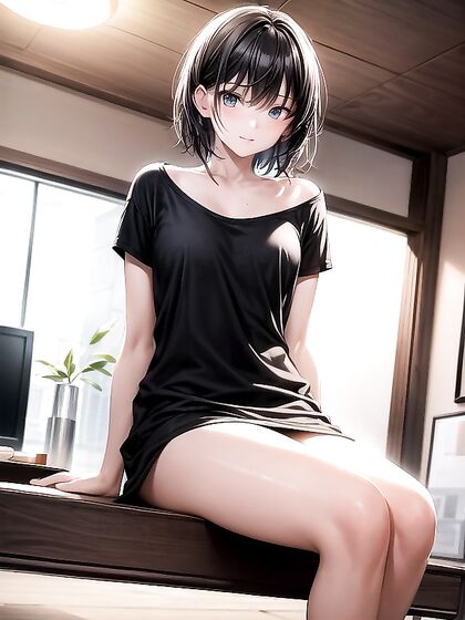 Skinny Girl 18+ with Bare Feet and Pale Skin in Seductive Hentai AI Image