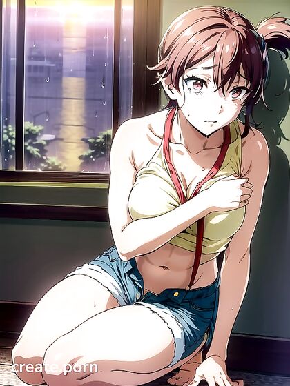 Muscular Man in Black Hair Seduces in Sundress for Steamy Hentai AI Image