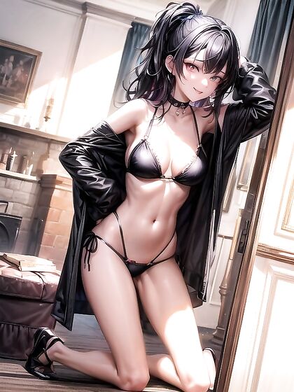 Happy Girl 18+ Laid Out in Seductive Choker for"value" Hentai Pleasure