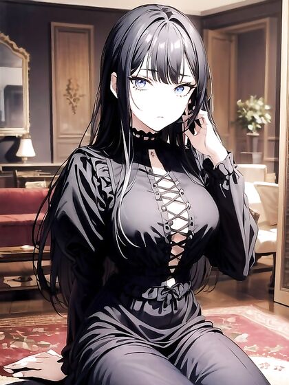 Detailed Choker Hentai AI Image with Intense Sitting Down Pleasure