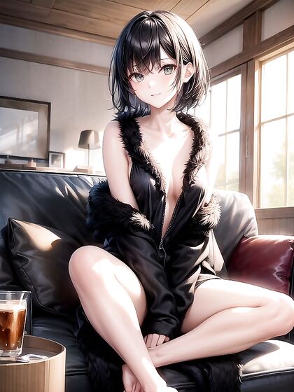 Ultra-Detailed Hentai Hentai AI Image with Black-Haired, Green-Eyed Beauty