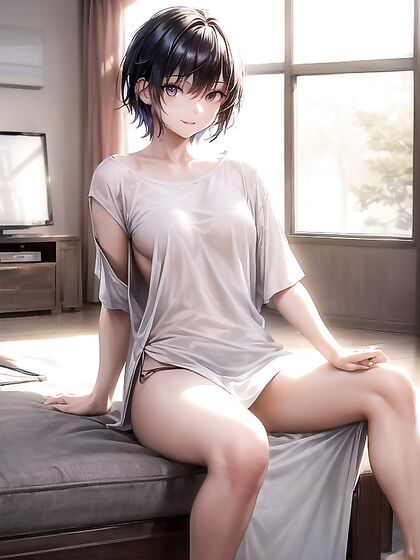 Cute Black-Haired beauty sits down for Seductive Hentai Pleasure