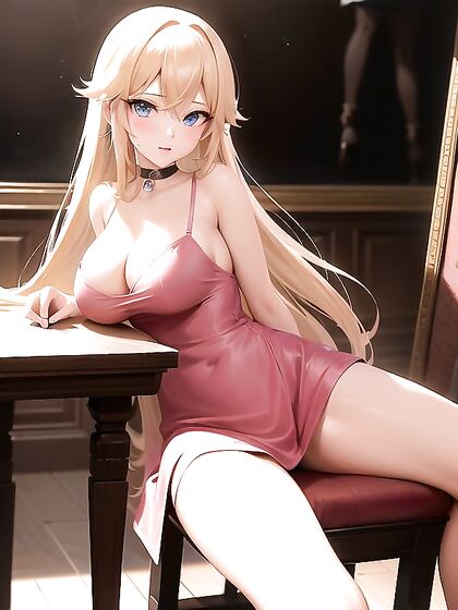 Princess Peach Serves Hefty Bosoms at the Restaurant in Hentai AI Image