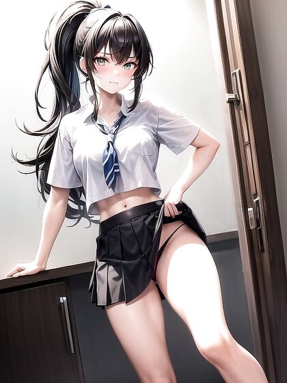 Lifted Ponytail Skirts in Ultra-Detailed Hentai AI Image