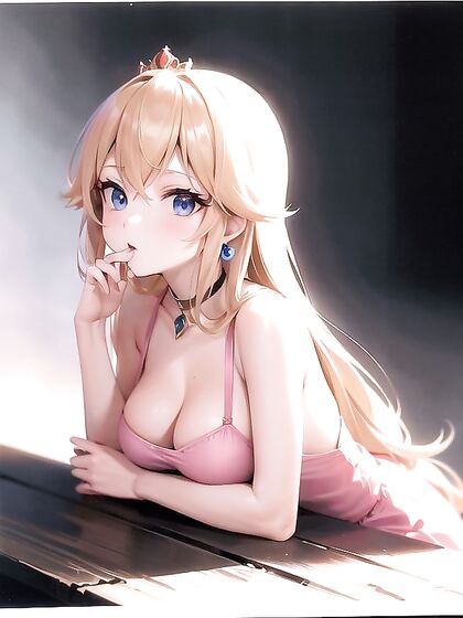 Princess Peach's Boobs Get Squished and Supported in steaming Hentai AI Image
