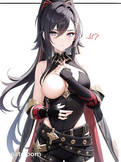 Dehya from Genshin Impact Gets Hands-On in Busty Hentai AI Image