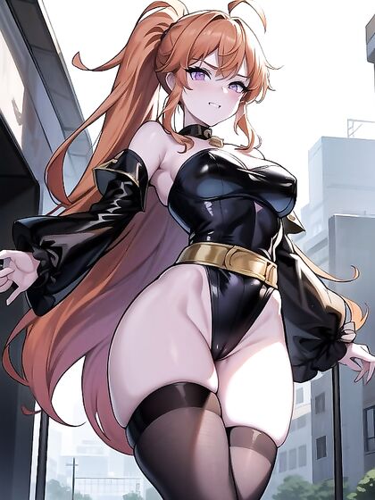 Green-Skinned Babe in Bikini Pleasures Crowds in Steamy Hentai AI Image