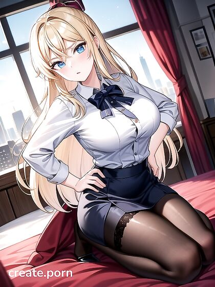 Blonde Beauty Enjoying Intense Pleasure in Bed for hentai Fans