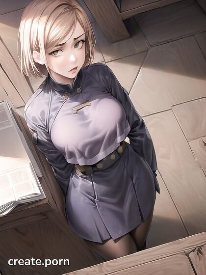 Brunette withLarge Breasts Stands Seductively in steamy Hentai AI Image