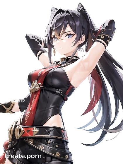 Dehya from Genshin Impact Raises Her Arms for Seductive Hentai Pleasure