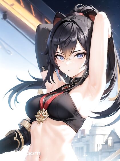 Dehya from Genshin Impact Raises Her Arms for Seductive Hentai Pleasure