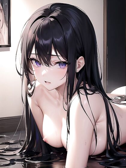 Under Dim Candlelight - Glistening Wetness in Seductive Hentai AI Image