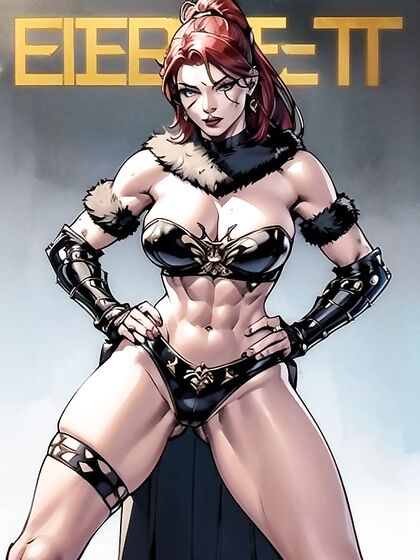 Armored Beauty Spreads Her Legs and Stares Intensely at You in Hentai AI Image