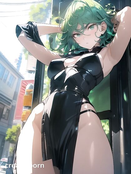 Bottom-Up View of Medium-Assed Beauty in Seductive Hentai AI Image