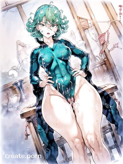 Sweaty Front View with Thick Thighs Drenched in Excessive Cum Hentai AI Image