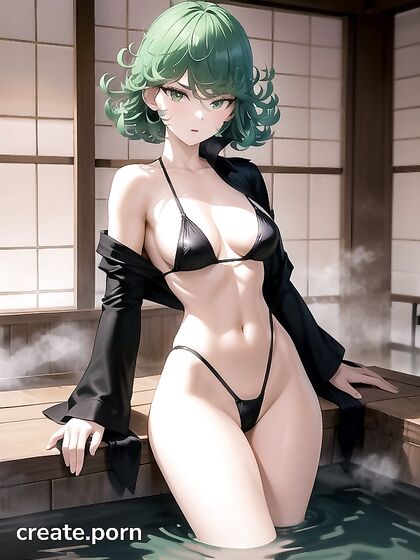 Tatsumaki from One Punch Man Enjoys Steamy Onsen Hentai AI Image