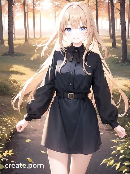 Sunset Bliss with Happy Blue-Eyed Beauty in}>< Hondetic AI Porn