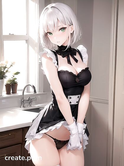 Mind-Blowing Kitchen Hentai AI Image with a Bobcut Beauty