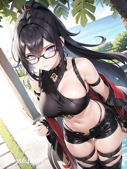 Big Boobs and Curvy Ass with Glasses in Seductive Hentai AI Image