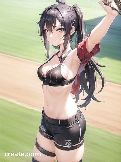 Selfie Shoot at the Baseball Stadium with Medium Ass Hentai AI Image