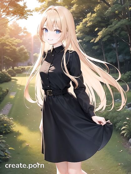 Solo Figure in Elegant Dress Basks in Sunset During Seductive Hentai Session
