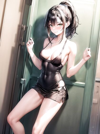 18-Year-Old With Green Eyes Enjoys Steamy Bathroom Hentai AI Image