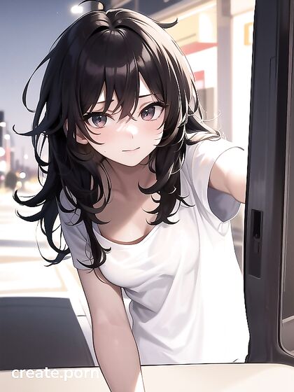 Pale-Skinned beauty Smiles and Blushes in Seductive Front View Hentai AI Image