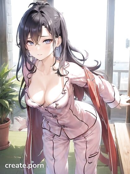 Leaning Forward in Tailcoat and Pyjamas for Seductive Hentai Pleasure