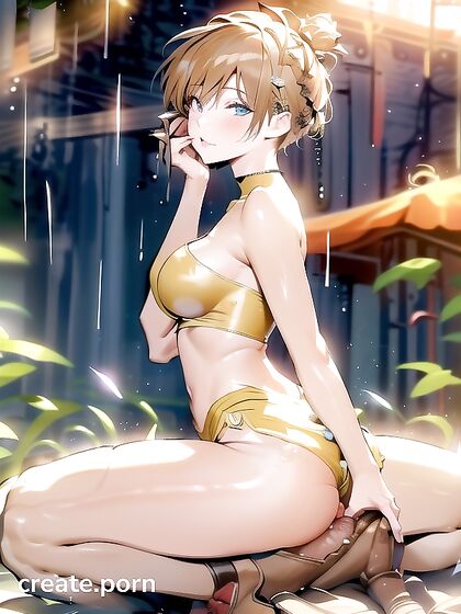 Palace hentai featuring tan lines and intimate face touching moments