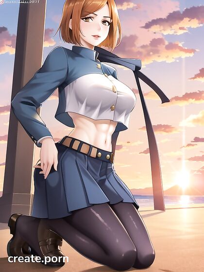 Nobara Kugisaki Enjoys Sultry Sunsets and Steamy Beach Action in Hentai AI Porn