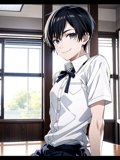Boy 18+ & Man Stares Intensely at Viewer in Mesmerizing Hentai AI Image