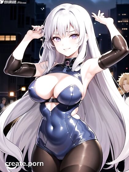 Happy Green-Skinned beauty with Rounded Breasts Enjoying Steamy Hentai AI Image