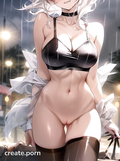 Topless Hentai Goddess Seduces You with Sensual Latex Glove Play
