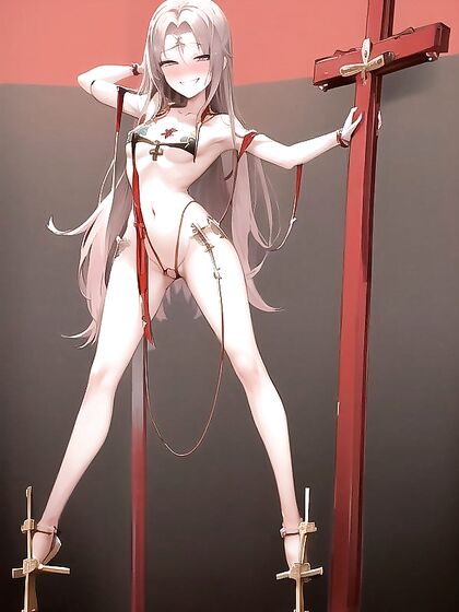 Crucified in Erotic Crucifix Image for Intense Hentai Pleasure