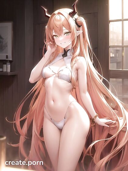 Long Haired Blonde in Vibrant Yellow Outfit Seduces in steamy Hentai AI Image